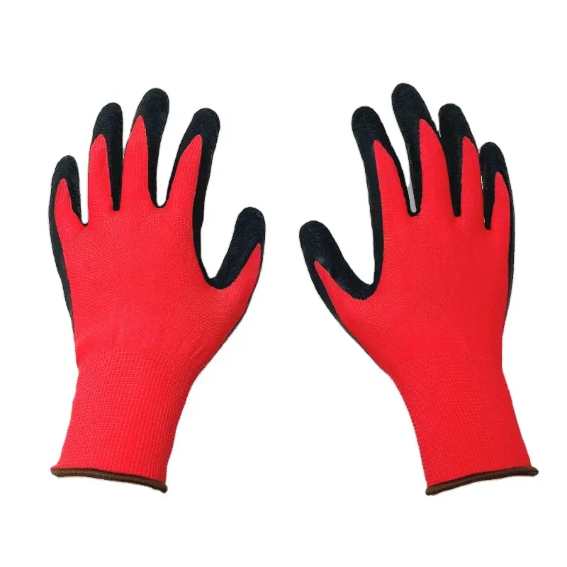 卸売カスタム保護作業手袋男性防水クリンクル耐久性ガーデンラテックス安全手袋建設用