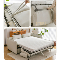 Sofá Cama Plegable para Interiores de Apartamento con Estructura Metálica, Cómodo Sofá para Sala de Estar