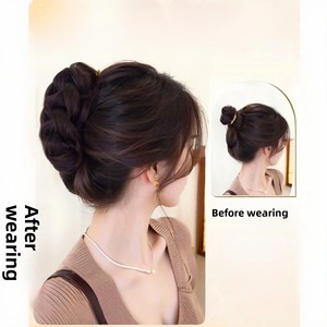 Perruque Chignon Rond pour Femme, Chignon Tressé Haute Qualité, Outil pour Coiffure Bouclée, Utilisation à l'Arrière <span class=keywords><strong>de</strong></span> la Tête, Fil Haute Température, Modèle OMBRE 7134A - Product Image 3