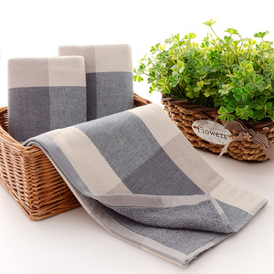 Serviette de toilette en coton à carreaux de style minimaliste japonais, <span class=keywords><strong>double</strong></span> couche, en <span class=keywords><strong>gaze</strong></span> éponge, pour usage quotidien familial - Product Image 3