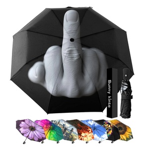 <b>Automatic</b> Open Close <b>Umbrella</b> Custom Design Black Color Middle Finger Pattern Rebellious Style Personalized Gift - Product Image 3