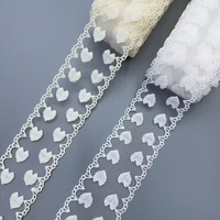 Dentelle en tulle brodée en forme de cœur de 6 cm, dentelle en maille blanche abricot pour robe d'enfant, chouchous pour cheveux, accessoires de couture pour vêtements