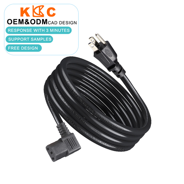 USA Extension Lead Cable Copper C13 AC Power Cord With Male Plug Nema 5-15P Computer Cable