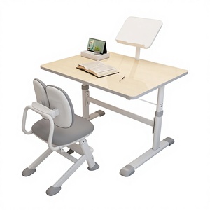 Ensemble bureau et chaise d'étude pour enfants Igrow, design minimaliste en bois pour usage domestique, bureau d'écriture réglable - Product Image 1