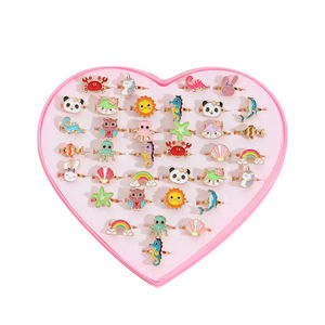 लड़कियों के लिए कई पशु अंगूठियां प्यारे बच्चों के आभूषण अंगूठी लड़कियों के लिए अच्छी गुणवत्ता वाले क्रिस्टल पशु अंगूठियां सेट - Product Image 1