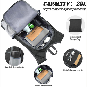 Échantillon gratuit Logo personnalisé 20-25L sac à dos de sport pliable pour l'extérieur sac à dos de voyage étanche sac de randonnée souple - Product Image 6