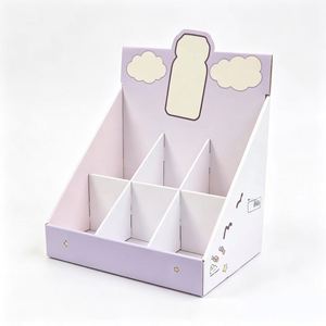 Trapezoid Paperboard Eco-Friendly <b>Display</b> Stand 3-Tier Shelves Four-Color Printed Self-Erecting <b>Box</b> Recyclable Light Blue - Product Image 3