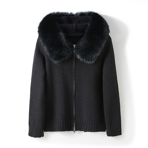 Giacche <span class=keywords><strong>con</strong></span> Cerniera all'Ingrosso Cappotti Personalizzati <span class=keywords><strong>con</strong></span> Cappuccio e Collo in Pelliccia Sintetica Maglione Lavorato a Maglia da Donna - Product Image 5