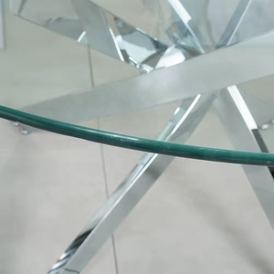 YWJ Yaweijia Fábrica <span class=keywords><strong>popular</strong></span> Mesas de cocina Patas de mesa de vidrio Muebles de <span class=keywords><strong>metal</strong></span> cromado Mesa moderna - Product Image 3