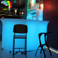 Comptoir de bar mobile en plastique avec éclairage LED personnalisé par le fabricant, changement de couleur, vente chaude, produits rotomoulés