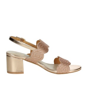 Alla moda CN2015 sandali con tacco in oro con punta aperta e zeppa per feste e matrimoni estate sempreverde solette PU - Product Image 4