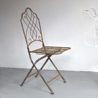 Chaise pliante en métal blanc décorative pour jardin extérieur HE-1307, chaise de bistrot pliante en métal pour jardin extérieur, chaises en fer forgé