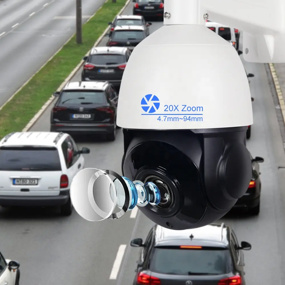 HIK NVR Câmera IP de câmera IPZ de 5MP Dome compatível com IP66 à prova d'água com foco automático 20X Zoom CCTV de longo alcance e velocidade com áudio