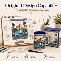 Souvenir touristique d'Égypte, Afrique, tasses en céramique de 11 oz, design imprimé Nil, pour café, lait, personnalisable OEM ODM, vente en gros, compatible micro-ondes