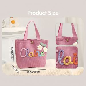 Personalised <b>Corduroy</b> <b>Tote</b> <b>Bags</b> for Women, Large Capacity Casual Handbag, Shoulder Travel <b>Bag</b> with Embroidered Name - Product Image 6