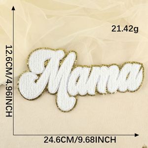 Nouvel arrivage : Patch brodé en chenille thermocollant, grand format, avec bord pailleté, motif « Mama » - Product Image 4