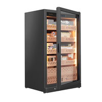 Humidor à cigares en acier inoxydable sur mesure avec étagères en bois de cèdre espagnol, fabricant d'armoires à cigares à contrôle d'humidité précis