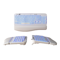 Nouveau clavier de bureau USB ergonomique sans fil 2,4 GHz à 107 touches, rétroéclairé LED, noir, à membrane, avec pavé numérique intégré et réglable