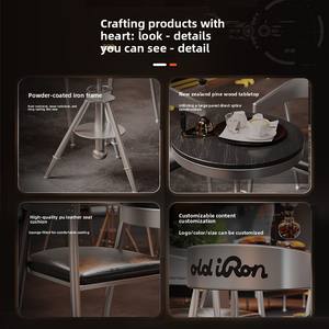 Conjunto de Mesa y Sillas de Hierro Estilo Industrial para Restaurante, Cafetería, Tienda de Postres, <span class=keywords><strong>Bar</strong></span>, Comercial, Arte en Hierro - Product Image 5
