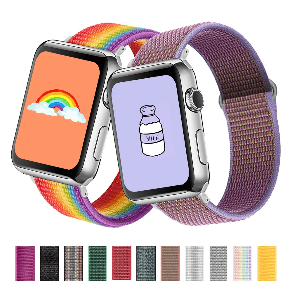 Nylon Strap For Apple Watch band 44mm 40mm 42mm 38mm Watchband Belt Sport Loop Bracelet Smar twatch Series 8 7 6 SE strap