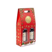 Boîte cadeau haut de gamme personnalisée pour vin rouge, étanche, avec bordure bonhomme de neige, double fenêtre, emballage de vente au détail pour les fêtes, e-commerce, vente en gros en vrac
