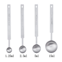Mini-cuillères doseuses en acier inoxydable à long manche de 0,63 ml, 1,25 ml, 2,5 ml, 5 ml, 7,5 ml, 10 ml, 15 ml – Cuillère à café en métal de qualité alimentaire