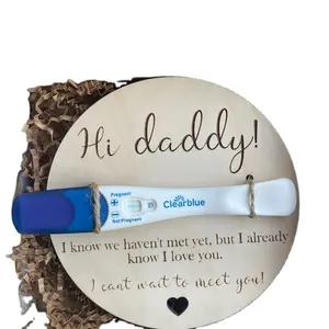 Yeni baba hediye lazer kesim ahşap kartları gebelik testi Daddy Pregnancy hamilelik duyuru baba