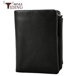 Cartera Tri-Fold Unisex Tiding de Cuero Nappa Negro, Gran Capacidad, Múltiples Ranuras para Tarjetas, Uso Diario - Product Image 4