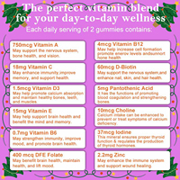 Compléments vitaminiques pour enfants OEM, gommes multivitaminées pour enfants avec du zinc, favorisent un système immunitaire sain, saveur raisin, 60 unités