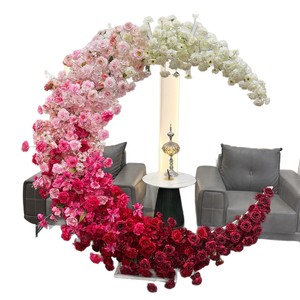 Arche de fleurs artificielles en forme de lune pour toile de fond murale de mariage, roses artificielles pour arche de mariage et mur de fleurs - Product Image 3