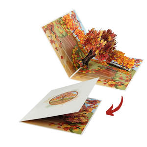 Biglietto d'Auguri 3D Pop-up con Design Albero Autunnale per Amanti della Natura, Foglie Dorate Vibranti, Ideale per Regali di Ringraziamento e Decorazioni per la Casa - Product Image 2