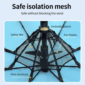 Hot Weather Area Attractive Popular Fan <b>Umbrella</b> Strong Wind Easy Portable Fold 22 Inch Fan <b>Umbrella</b> with USB Cable - Product Image 4