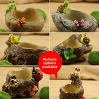 Pot Tanaman Multi-Meat Kreatif, Pot Bunga Multi-Tanaman Berdaun Lebat, Ornamen Kerajinan Resin, Imitasi Batu Kayu Mati