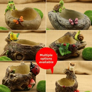 Maceta Multiusos Creativa para Micro-Paisajes, Maceta para Plantas Carnosas, Adornos Artesanales <span class=keywords><strong>de</strong></span> Resina, Imitación <span class=keywords><strong>de</strong></span> Piedra y <span class=keywords><strong>Madera</strong></span> Seca - Product Image 1