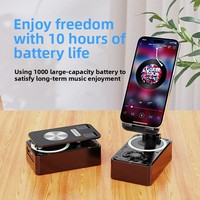 Soporte Multifuncional para Altavoz y Teléfono, Banco de Energía, Luz Ambiental, Soporte de Escritorio, Inalámbrico, Portátil, Giratorio, Mini