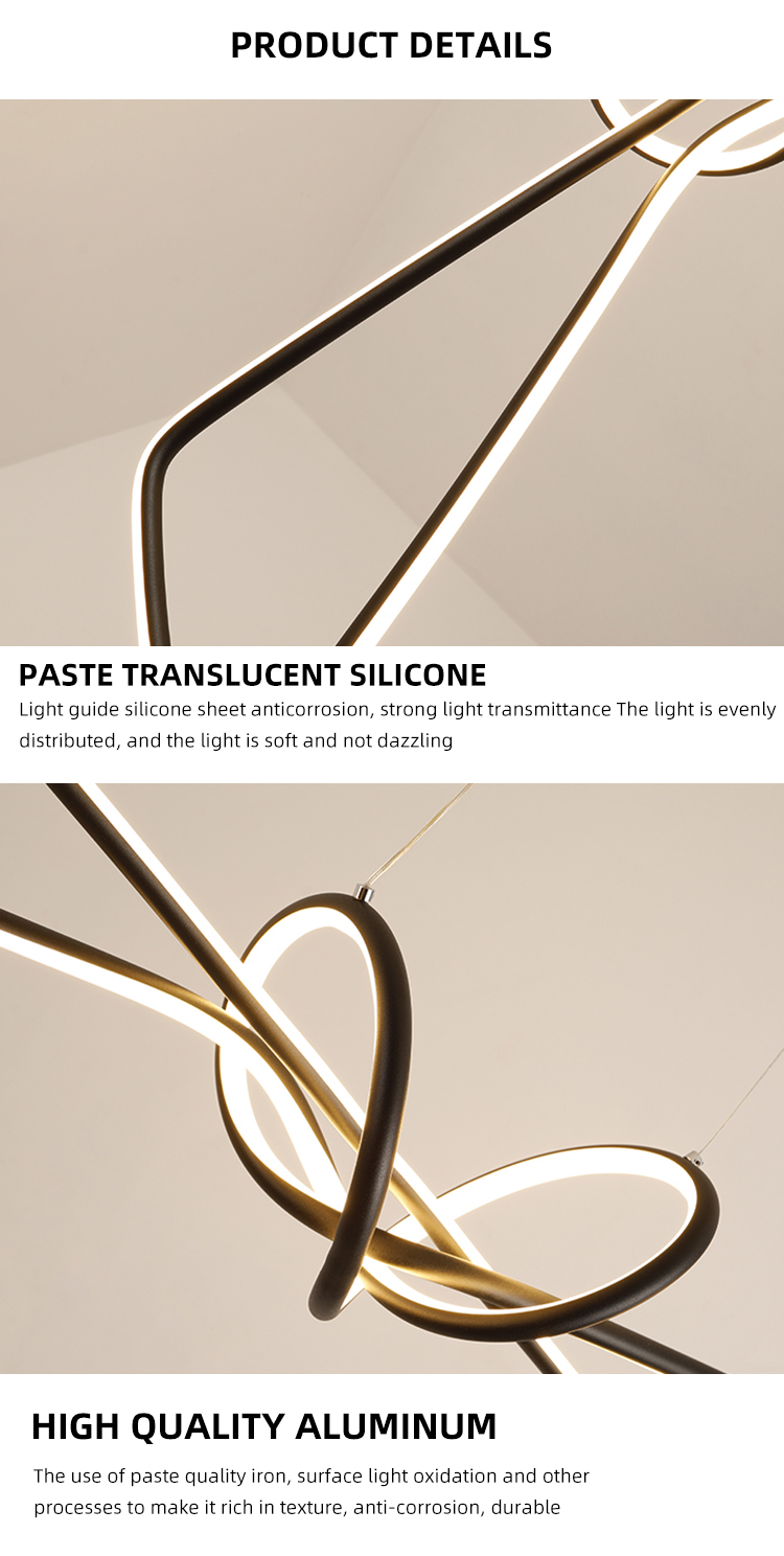 China Supplier Modern Interior Gold Silicone Aluminum Led Chandelier Pendant Lighting