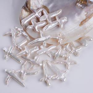 Perles baroques d'eau douce naturelles en vrac, blanches, perforées, en forme de croix, pour la fabrication de colliers et d'accessoires de bijoux - Product Image 1