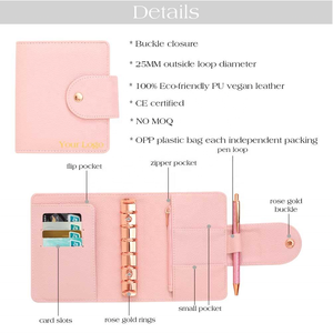 Hongbo Best Seller 12 colori A7 portafoglio morbido in vera pelle rosa anello in oro con regalo a foglia di mosca - Product Image 5