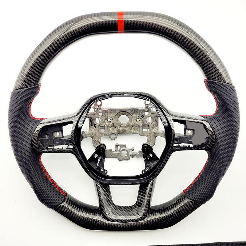 ก้นแบนด้านบนแบน + หนัง + คาร์บอนไฟเบอร์ + สตริงสีแดง