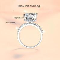 Bague en moissanite taille radiant couleur D, en argent sterling 925 véritable, bague S925 étincelante pour femme, cadeau de bijoux