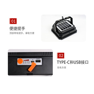 Solar Powered LED Portable <b>Working</b> <b>Light</b> 5.5V White <b>Light</b> Outdoor Camping Night Market Use - Product Image 3