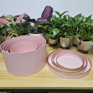 Nuovi Arrivi: Scatole Rotonde in Cartone Tinta Unita, Set da 5 Pezzi, Grandi Scatole Rosa per Fiori per San Valentino - Product Image 5