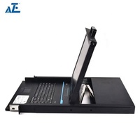Console KVM intégrée 8 ports IP20 1U 19 pouces pour montage en rack avec interface D-SUB, résolution 1280x1024, noire, en stock