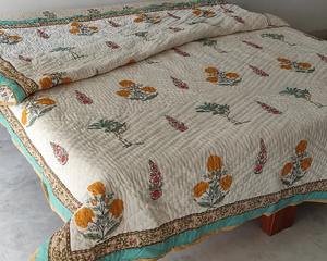 <b>Indian</b> Reversible Jaipuri <b>Quilt</b> Handmade Hand Block Print Rajai Floral Bedding Ethnic <b>Indian</b> Bed Spread Home Decor Throw - Product Image 4
