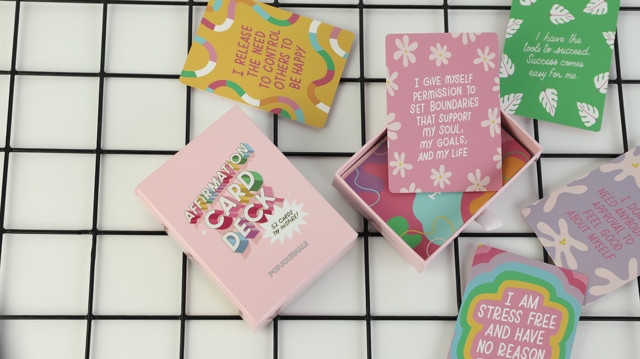 Luxury Positive Affirmation Cards Set with Custom Box Daily Self Care Inspiration Gift Cards for Women Mental Health Support