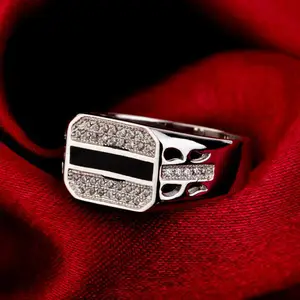 Sang trọng resizable CZ Mens 925 sterling Silver Ring với đá cổ điển ngón tay cho phụ nữ