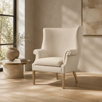 Fauteuil d'appoint moderne de luxe rembourré avec dossier haut, pieds en bois massif, chaise de salle à manger individuelle pour salon et hôtel