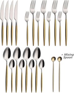 Ensemble de couverts décoratifs de luxe en métal poli avec un aspect moderne comprenant des fourchettes, des couteaux et des cuillères pour des occasions spéciales et des cadeaux - Product Image 3