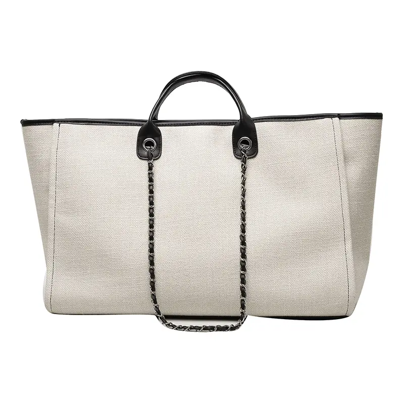 Hot sale Casual chain Tote Bag, high quality 3 different size canvas tote purse handbags Designer handbag for women fashion