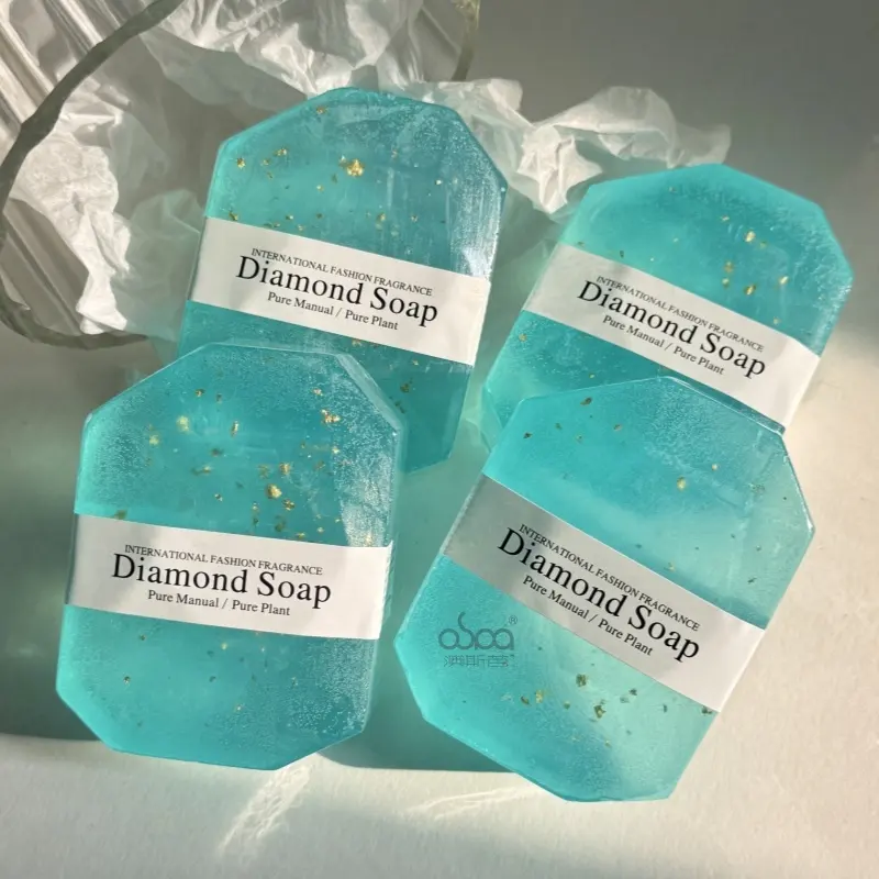 OEM/ODM Custom Vegan Face Cleansing Body Bath Crystal Soap Diamond Shape Wholesale Bath Skin Soap